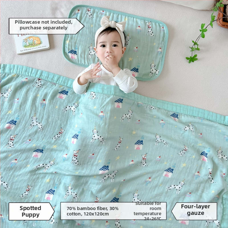 Keturių sluoksnių bambukinis-pamukinis pledas kūdikiams, saugos klasė A