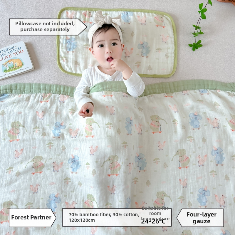 Keturių sluoksnių bambukinis-pamukinis pledas kūdikiams, saugos klasė A
