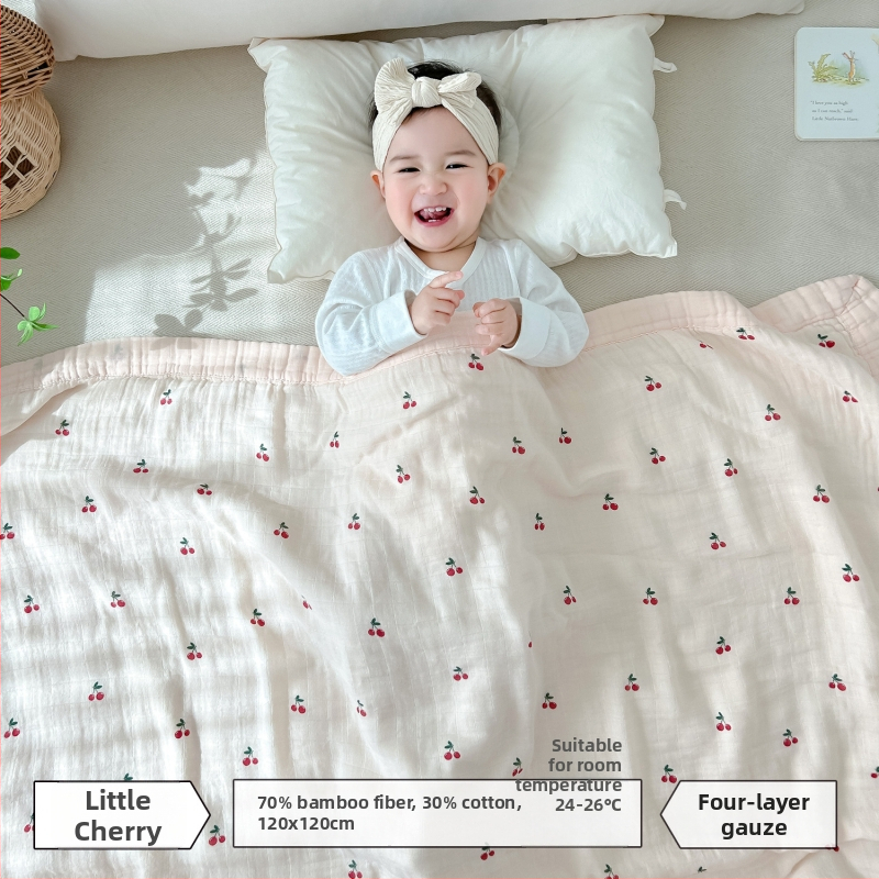 Keturių sluoksnių bambukinis-pamukinis pledas kūdikiams, saugos klasė A