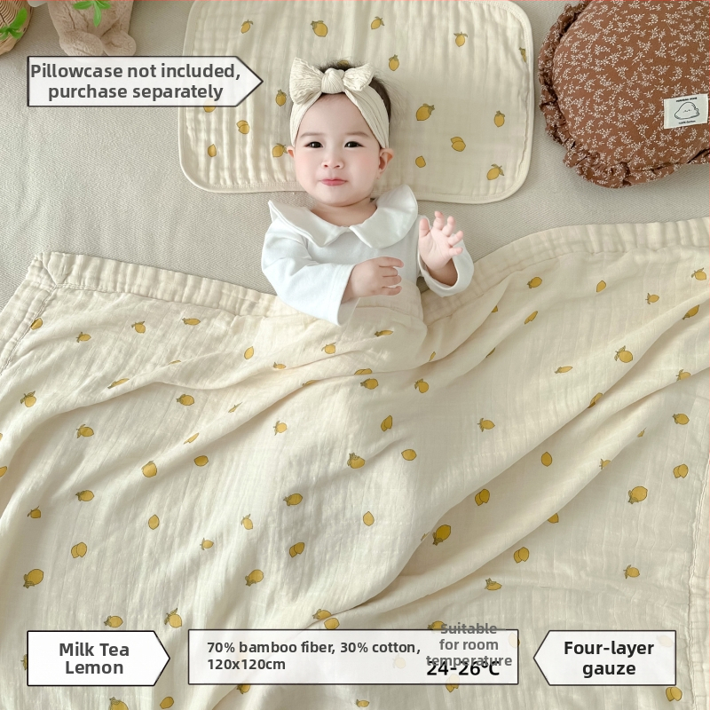 Keturių sluoksnių bambukinis-pamukinis pledas kūdikiams, saugos klasė A