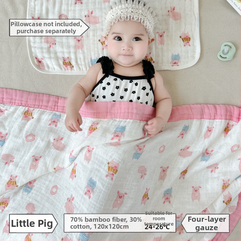 Keturių sluoksnių bambukinis-pamukinis pledas kūdikiams, saugos klasė A