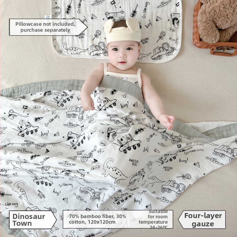 Keturių sluoksnių bambukinis-pamukinis pledas kūdikiams, saugos klasė A