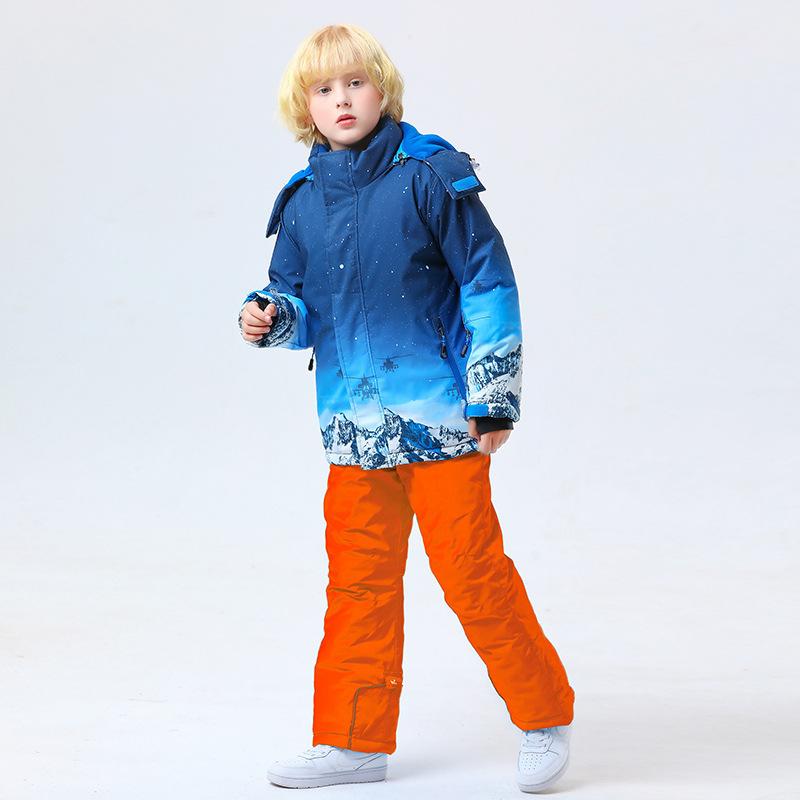 Bērnu slēpošanas komplekts ar siltinātu odere, ūdensizturīgs un vēja izturīgs, elpojošs ķīmisko šķiedru audums, pildījums imitācijas zīda kokvilna