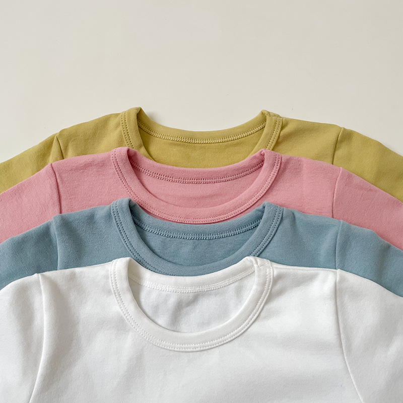 Vaikų ilgomis rankovėmis bazinis sluoksnis marškinėliai, 95,7% medvilnė, švelnus apdorojimas, apvali kaklo linija, tinkamas rudenį ir žiemai