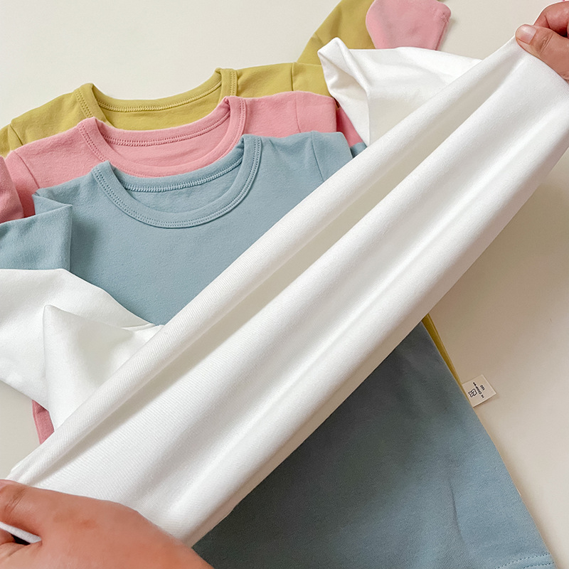 Vaikų ilgomis rankovėmis bazinis sluoksnis marškinėliai, 95,7% medvilnė, švelnus apdorojimas, apvali kaklo linija, tinkamas rudenį ir žiemai