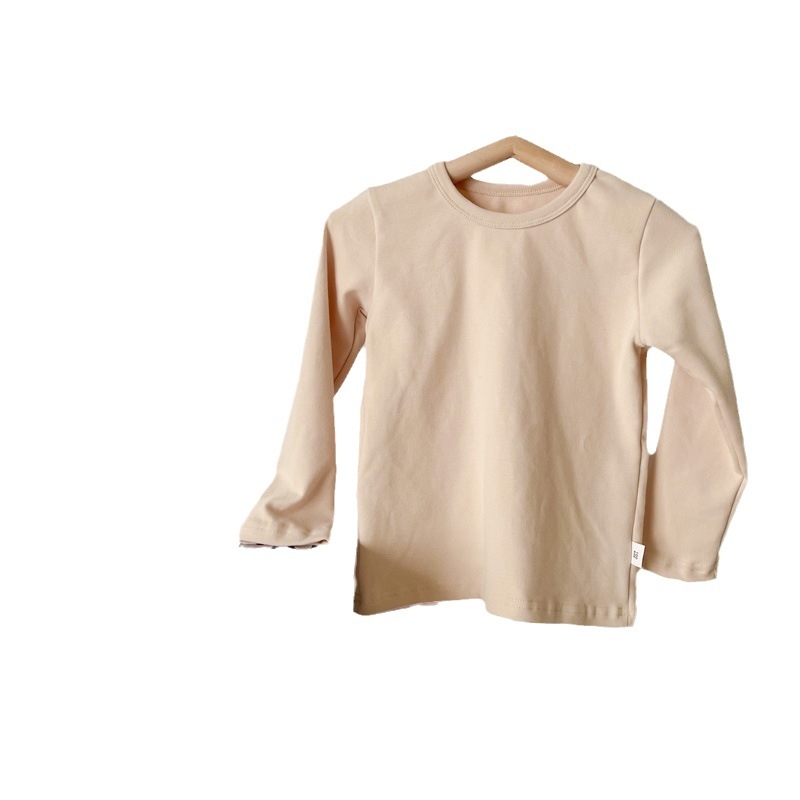 Vaikų ilgomis rankovėmis bazinis sluoksnis marškinėliai, 95,7% medvilnė, švelnus apdorojimas, apvali kaklo linija, tinkamas rudenį ir žiemai