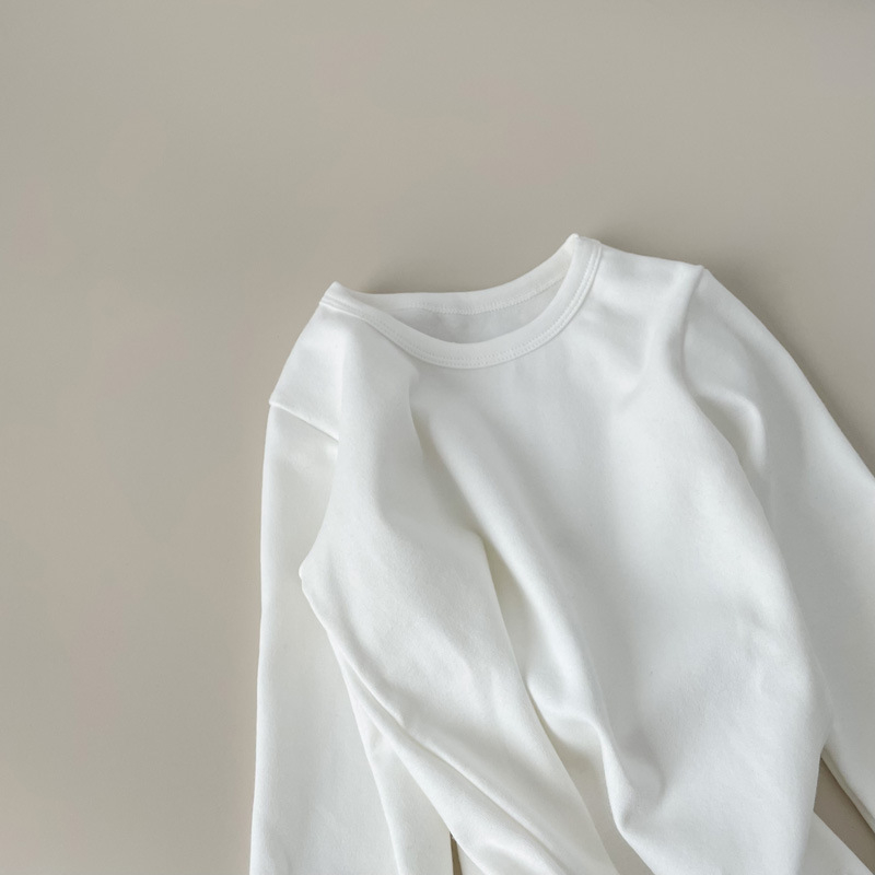 Vaikų ilgomis rankovėmis bazinis sluoksnis marškinėliai, 95,7% medvilnė, švelnus apdorojimas, apvali kaklo linija, tinkamas rudenį ir žiemai