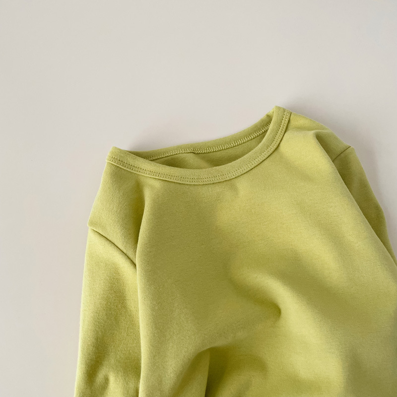 Vaikų ilgomis rankovėmis bazinis sluoksnis marškinėliai, 95,7% medvilnė, švelnus apdorojimas, apvali kaklo linija, tinkamas rudenį ir žiemai