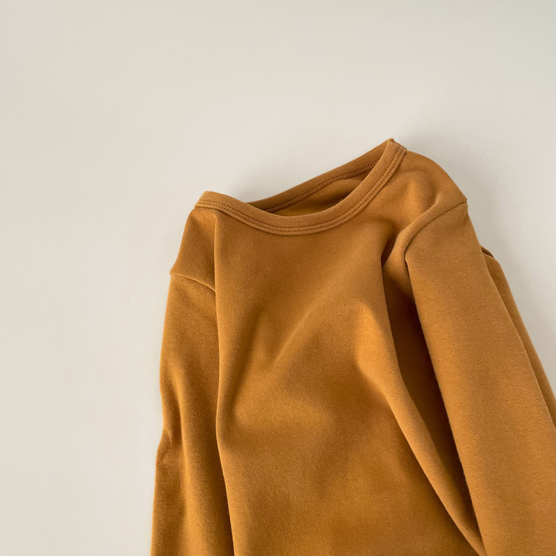 Vaikų ilgomis rankovėmis bazinis sluoksnis marškinėliai, 95,7% medvilnė, švelnus apdorojimas, apvali kaklo linija, tinkamas rudenį ir žiemai