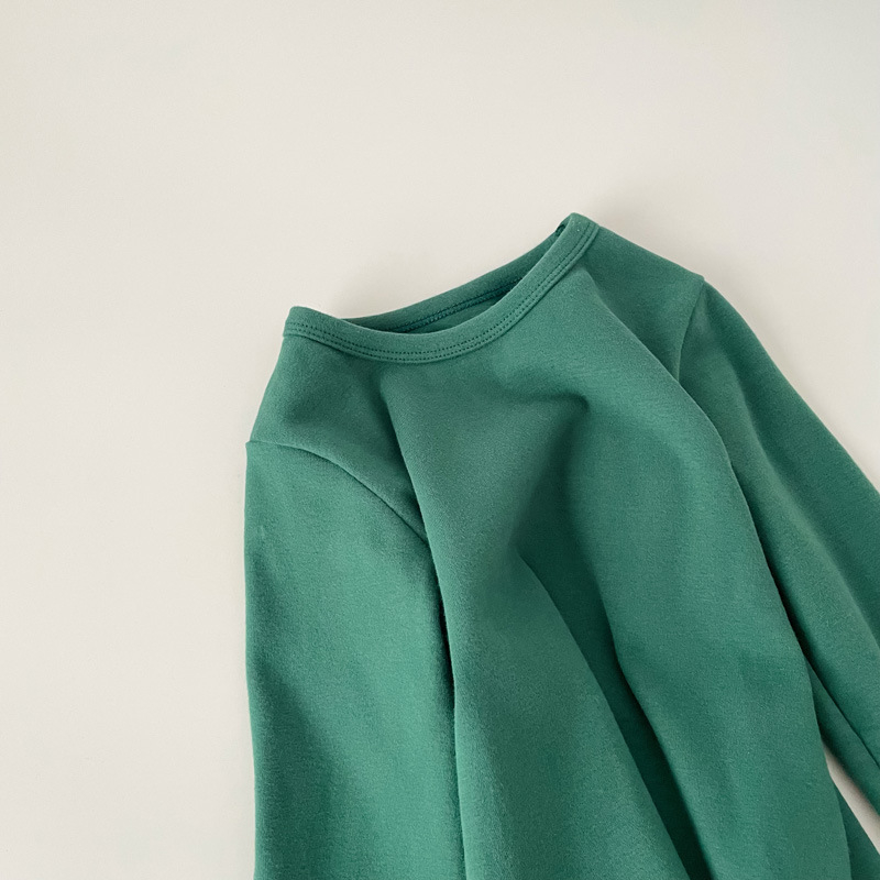 Vaikų ilgomis rankovėmis bazinis sluoksnis marškinėliai, 95,7% medvilnė, švelnus apdorojimas, apvali kaklo linija, tinkamas rudenį ir žiemai