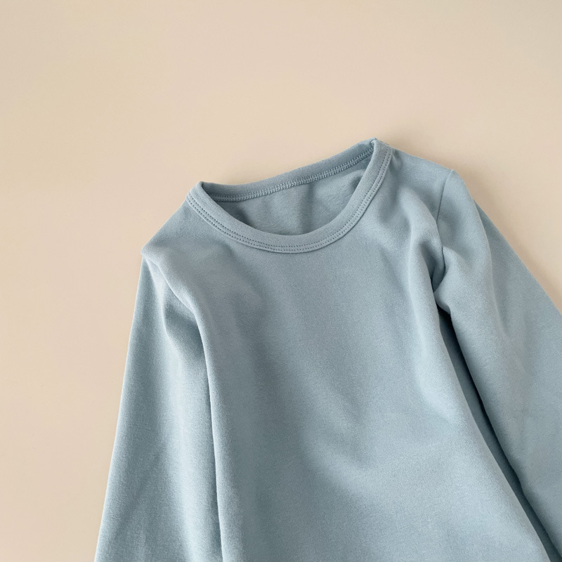 Vaikų ilgomis rankovėmis bazinis sluoksnis marškinėliai, 95,7% medvilnė, švelnus apdorojimas, apvali kaklo linija, tinkamas rudenį ir žiemai