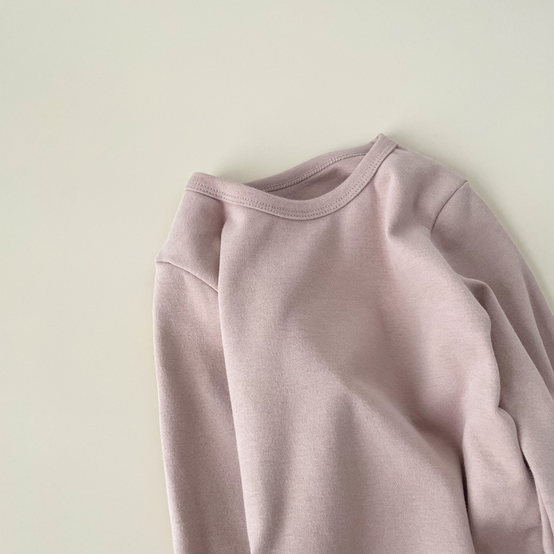 Vaikų ilgomis rankovėmis bazinis sluoksnis marškinėliai, 95,7% medvilnė, švelnus apdorojimas, apvali kaklo linija, tinkamas rudenį ir žiemai