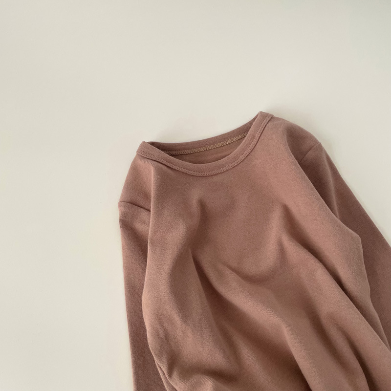 Vaikų ilgomis rankovėmis bazinis sluoksnis marškinėliai, 95,7% medvilnė, švelnus apdorojimas, apvali kaklo linija, tinkamas rudenį ir žiemai