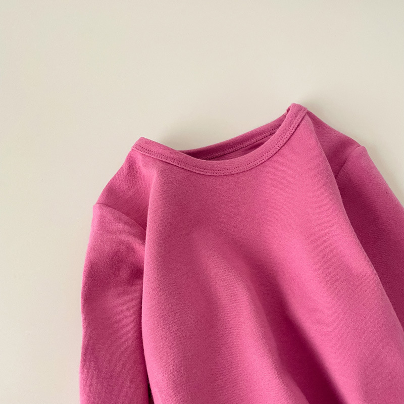 Vaikų ilgomis rankovėmis bazinis sluoksnis marškinėliai, 95,7% medvilnė, švelnus apdorojimas, apvali kaklo linija, tinkamas rudenį ir žiemai