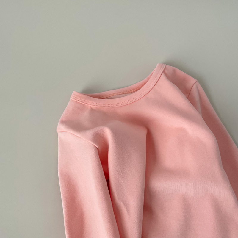 Vaikų ilgomis rankovėmis bazinis sluoksnis marškinėliai, 95,7% medvilnė, švelnus apdorojimas, apvali kaklo linija, tinkamas rudenį ir žiemai