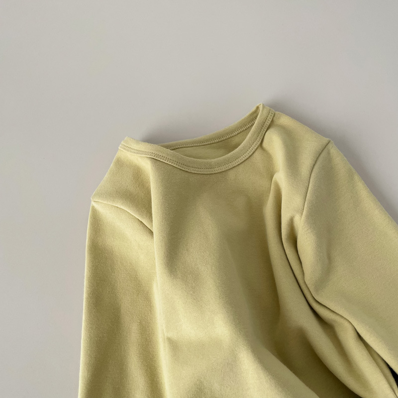 Vaikų ilgomis rankovėmis bazinis sluoksnis marškinėliai, 95,7% medvilnė, švelnus apdorojimas, apvali kaklo linija, tinkamas rudenį ir žiemai