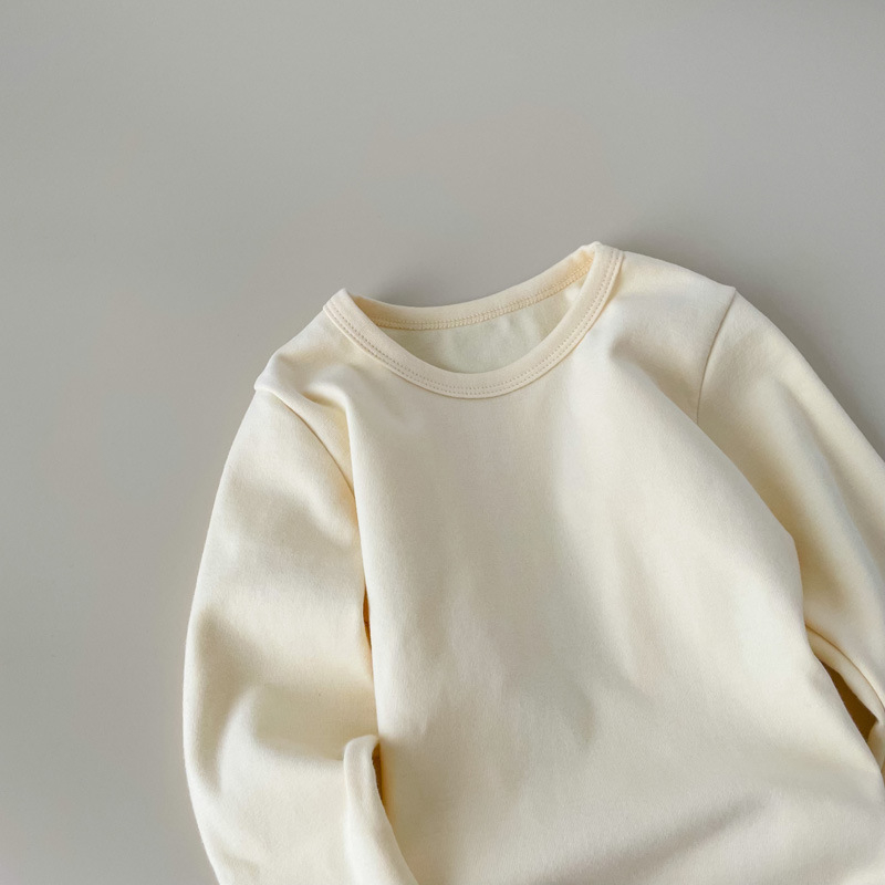 Vaikų ilgomis rankovėmis bazinis sluoksnis marškinėliai, 95,7% medvilnė, švelnus apdorojimas, apvali kaklo linija, tinkamas rudenį ir žiemai