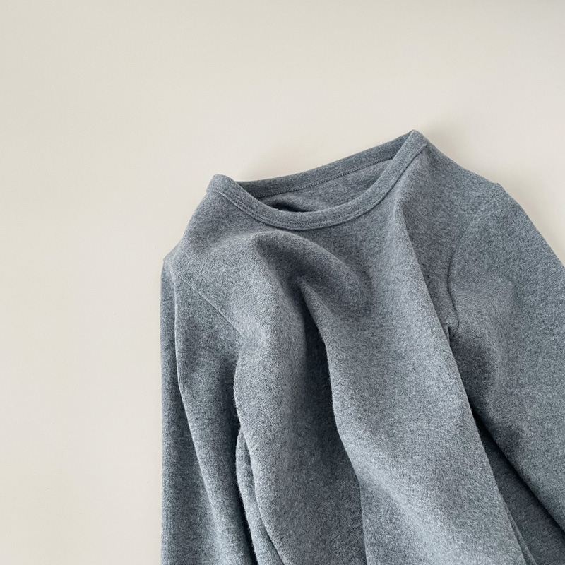 Vaikų ilgomis rankovėmis bazinis sluoksnis marškinėliai, 95,7% medvilnė, švelnus apdorojimas, apvali kaklo linija, tinkamas rudenį ir žiemai