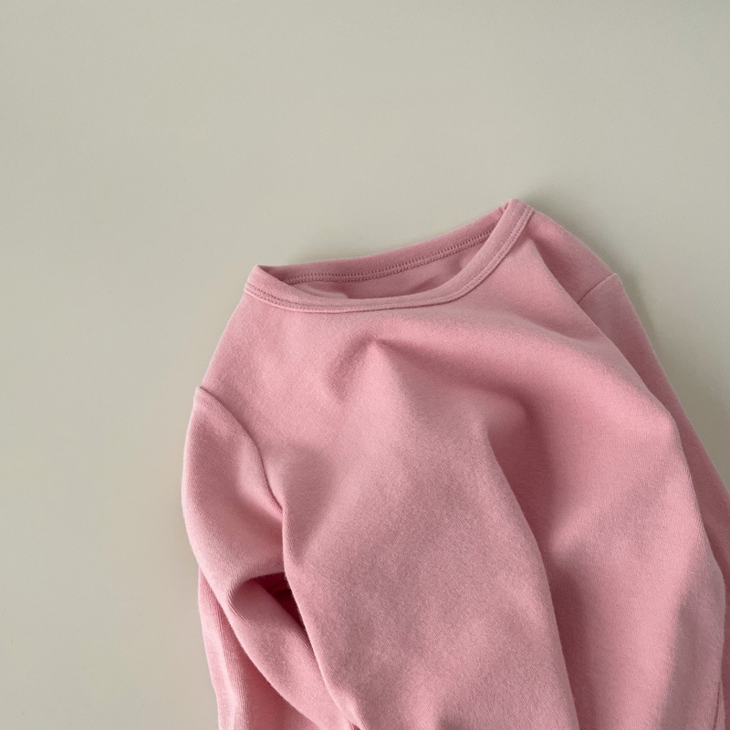 Vaikų ilgomis rankovėmis bazinis sluoksnis marškinėliai, 95,7% medvilnė, švelnus apdorojimas, apvali kaklo linija, tinkamas rudenį ir žiemai