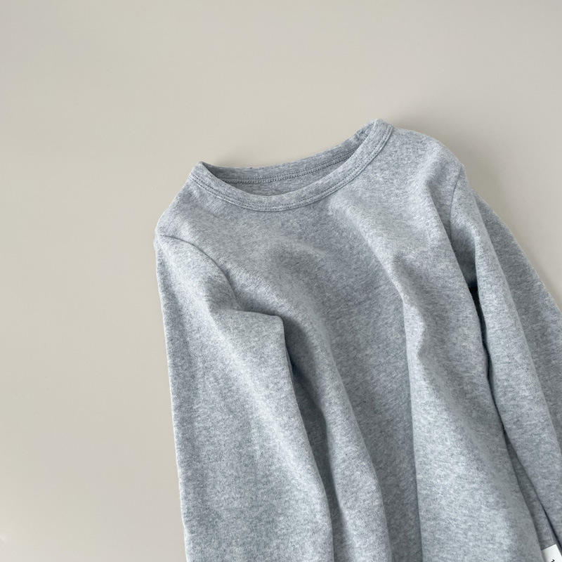 Vaikų ilgomis rankovėmis bazinis sluoksnis marškinėliai, 95,7% medvilnė, švelnus apdorojimas, apvali kaklo linija, tinkamas rudenį ir žiemai