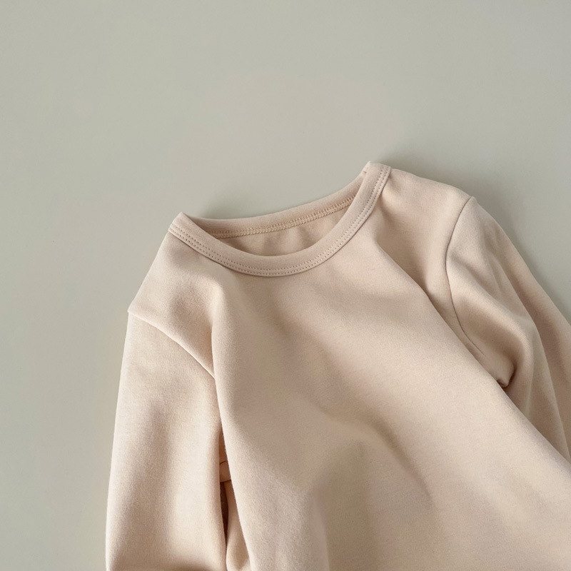 Vaikų ilgomis rankovėmis bazinis sluoksnis marškinėliai, 95,7% medvilnė, švelnus apdorojimas, apvali kaklo linija, tinkamas rudenį ir žiemai