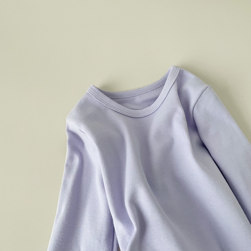 Vaikų ilgomis rankovėmis bazinis sluoksnis marškinėliai, 95,7% medvilnė, švelnus apdorojimas, apvali kaklo linija, tinkamas rudenį ir žiemai