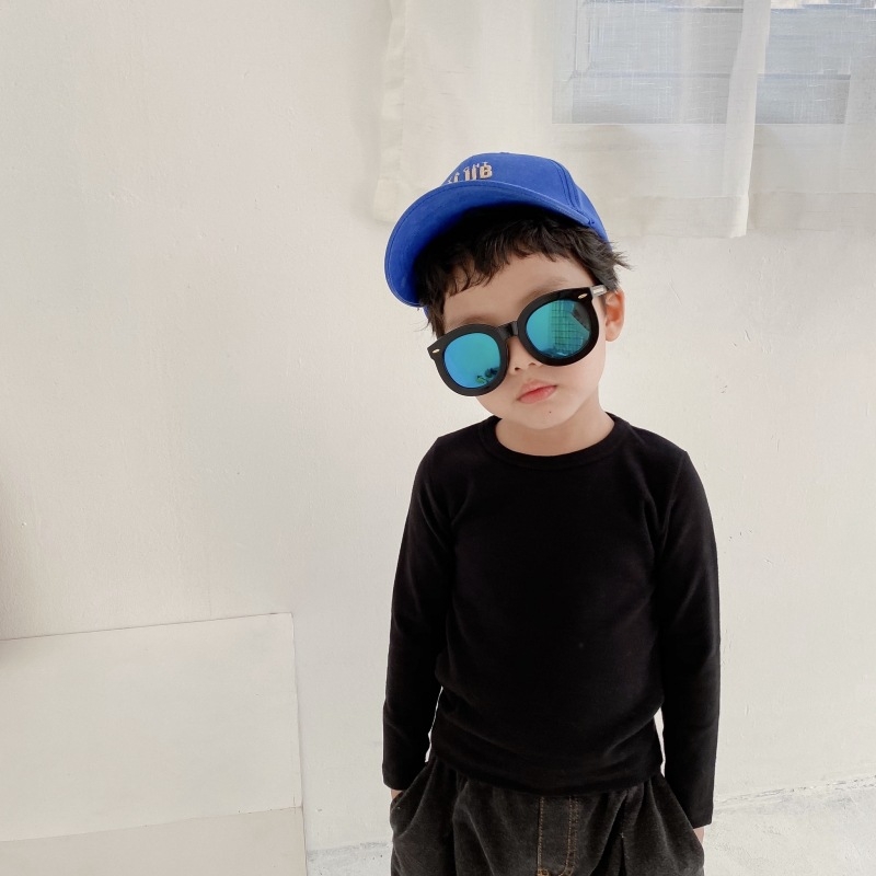 Vaikų ilgomis rankovėmis bazinis sluoksnis marškinėliai, 95,7% medvilnė, švelnus apdorojimas, apvali kaklo linija, tinkamas rudenį ir žiemai