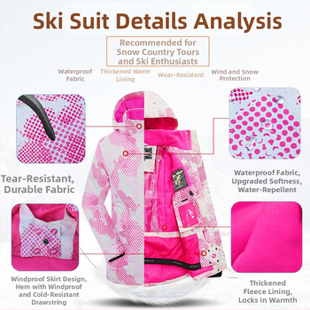 Phibee bērnu slēpošanas kostīms – elpojošs, ūdensizturīgs 5000, pret vēju, polāra flīsa oderējums, Space Cotton pildījums