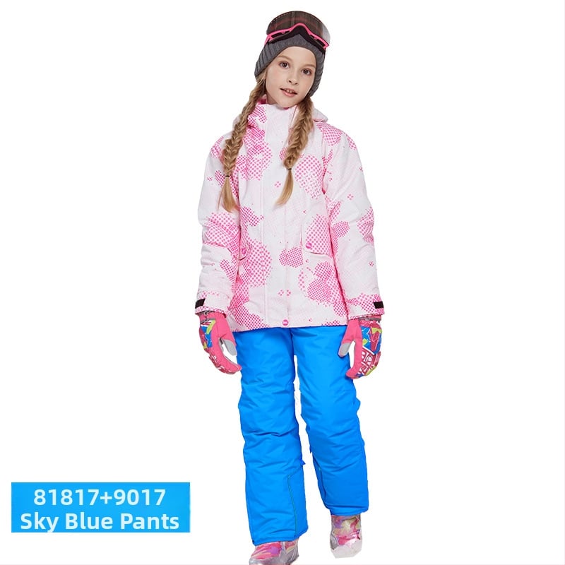 Phibee bērnu slēpošanas kostīms – elpojošs, ūdensizturīgs 5000, pret vēju, polāra flīsa oderējums, Space Cotton pildījums