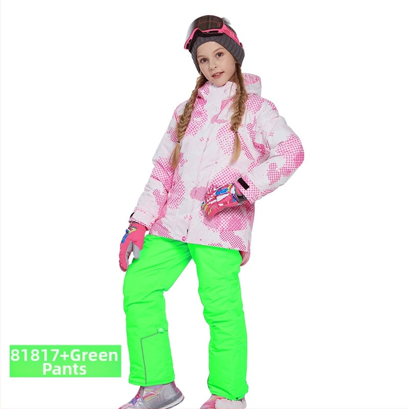 Phibee bērnu slēpošanas kostīms – elpojošs, ūdensizturīgs 5000, pret vēju, polāra flīsa oderējums, Space Cotton pildījums