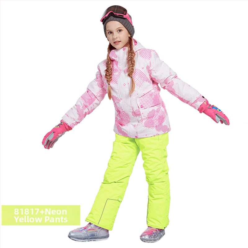 Phibee bērnu slēpošanas kostīms – elpojošs, ūdensizturīgs 5000, pret vēju, polāra flīsa oderējums, Space Cotton pildījums