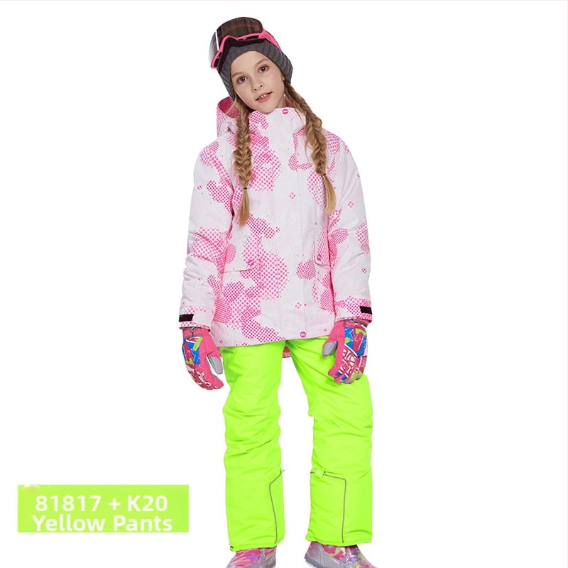 Phibee bērnu slēpošanas kostīms – elpojošs, ūdensizturīgs 5000, pret vēju, polāra flīsa oderējums, Space Cotton pildījums