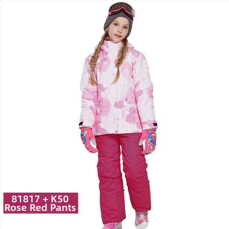 Phibee bērnu slēpošanas kostīms – elpojošs, ūdensizturīgs 5000, pret vēju, polāra flīsa oderējums, Space Cotton pildījums