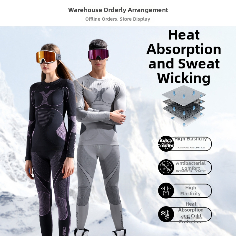 Rexchi terminis greitai džiūstantis apatinių komplektas su Lycra, dryžių raštas, unisex, kompresijos kirpimas, šiltas ir kvėpuojantis žiemai ir rudeniui