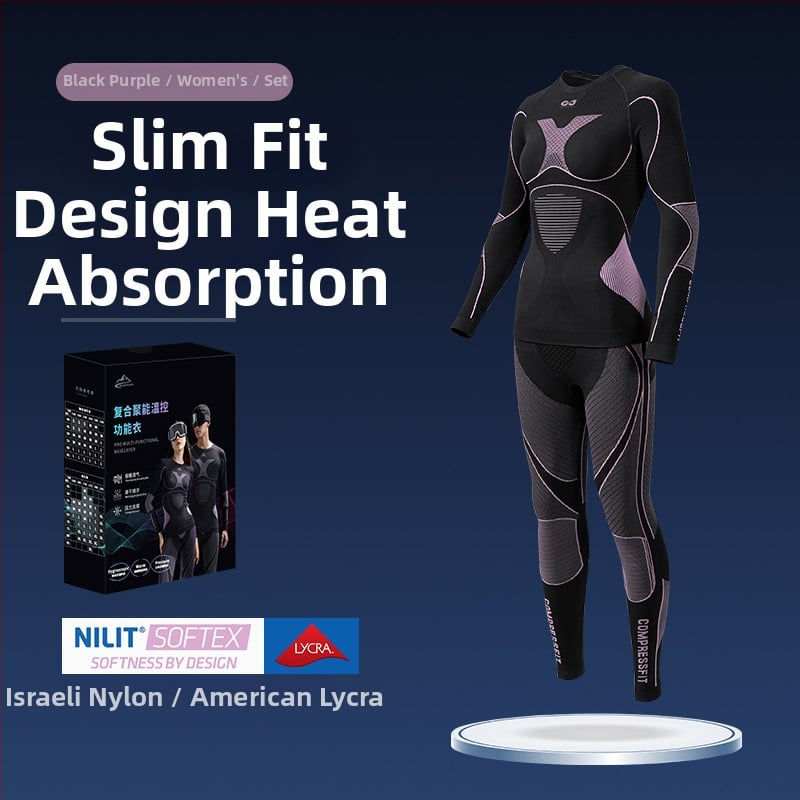 Rexchi terminis greitai džiūstantis apatinių komplektas su Lycra, dryžių raštas, unisex, kompresijos kirpimas, šiltas ir kvėpuojantis žiemai ir rudeniui