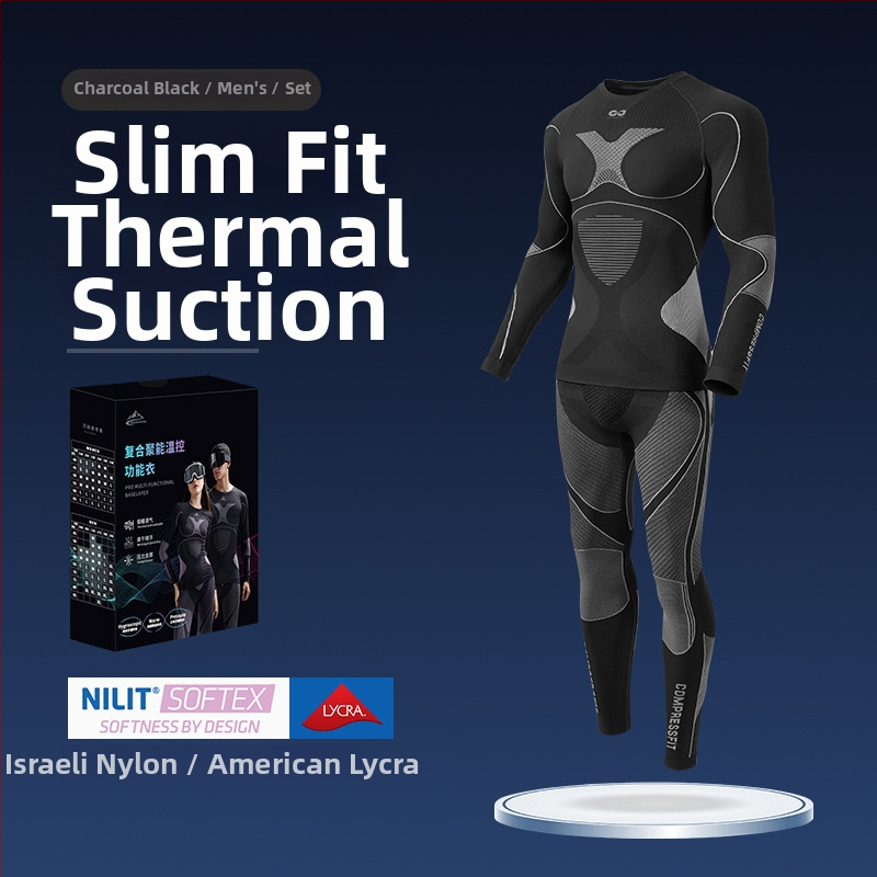 Rexchi terminis greitai džiūstantis apatinių komplektas su Lycra, dryžių raštas, unisex, kompresijos kirpimas, šiltas ir kvėpuojantis žiemai ir rudeniui