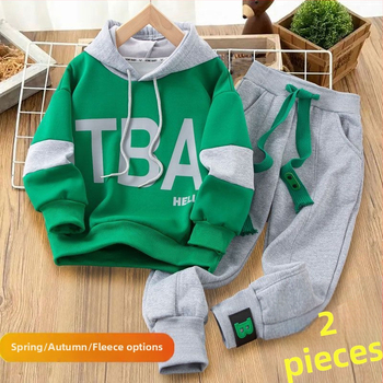 Vaikiškas dviejų dalių kostiumas su ilgomis rankovėmis (megztas audinys, triušio kailis 91–95%, pavasaris 2025)