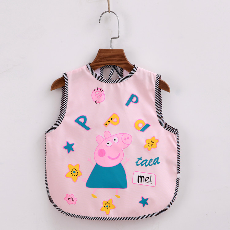 Bezrukavni hranidbeni bib za djecu - karikatura uzorak, mješavina poliestera i pamuka, unisex, uzrast 1–3 godine (Karikatura uzorak; Mješavina poliestera i pamuka; Unisex; Uzrast 1–3 godine)