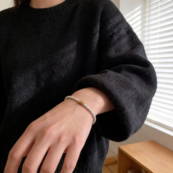 Гривна от медни мъниста с кръгли елементи, геометричен минималистичен дизайн за жени, електроплатиран завършек