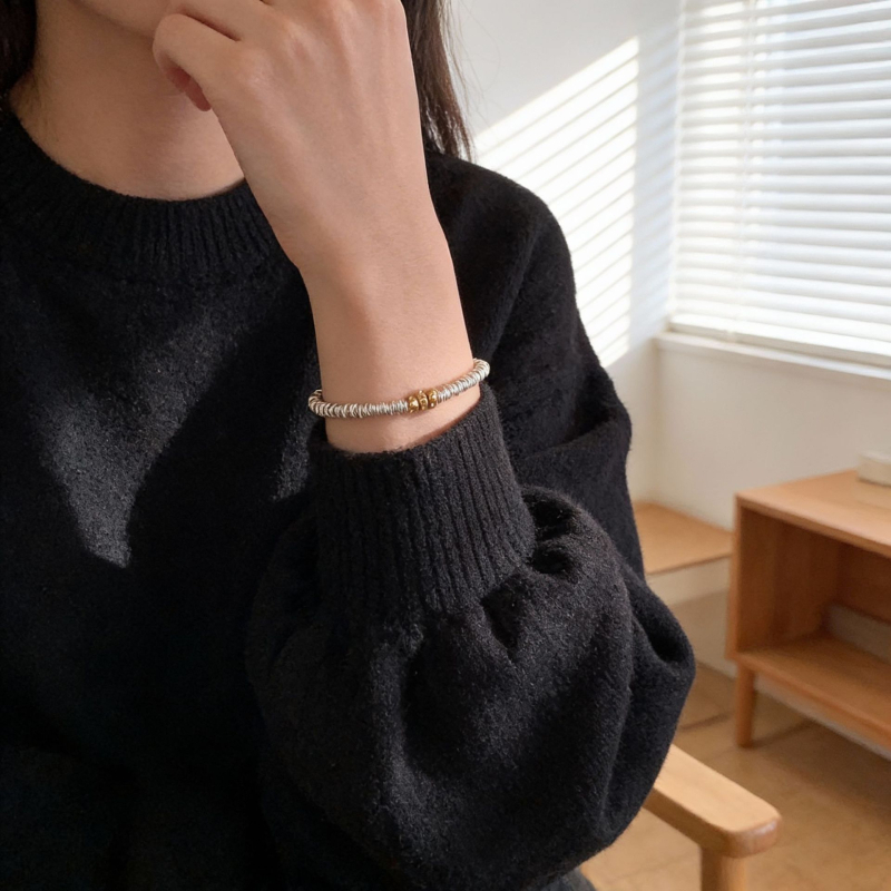 Гривна от медни мъниста с кръгли елементи, геометричен минималистичен дизайн за жени, електроплатиран завършек