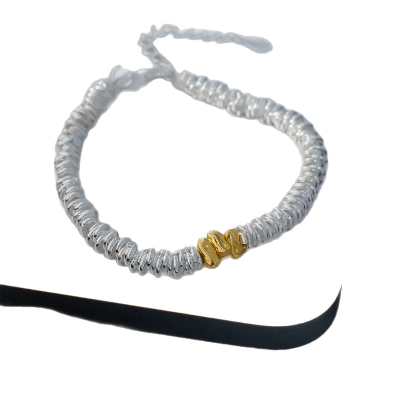 Гривна от медни мъниста с кръгли елементи, геометричен минималистичен дизайн за жени, електроплатиран завършек