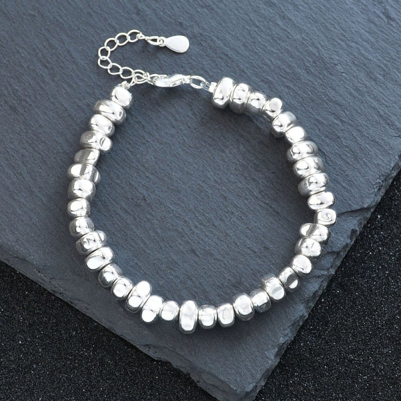 Гривна от медни мъниста с кръгли елементи, геометричен минималистичен дизайн за жени, електроплатиран завършек