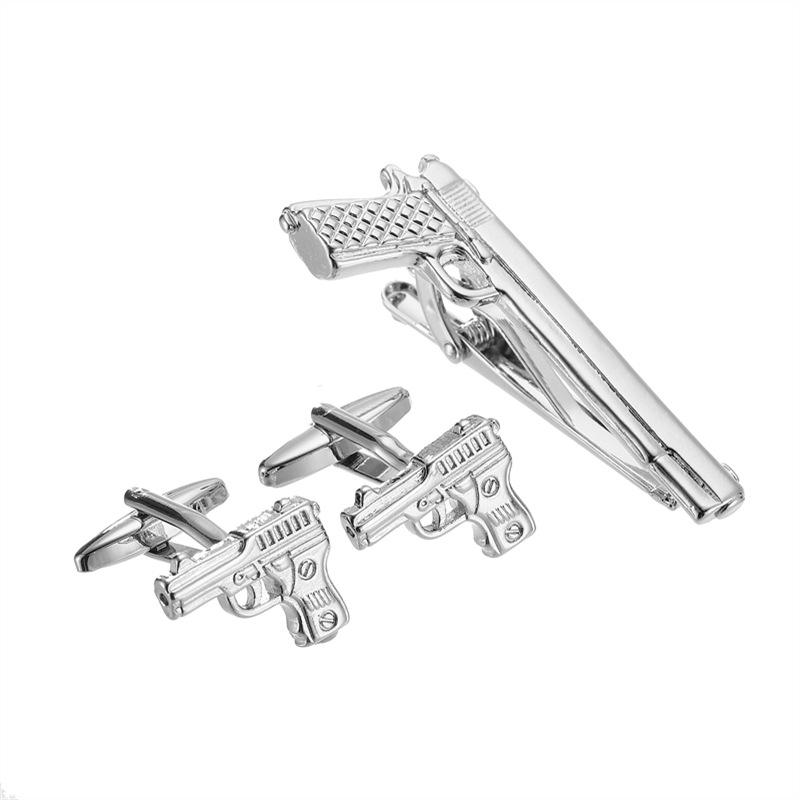 Apročių segtuko ir kaklaraiščių klipo rinkinys - Varis, Unisex, Geometrinis dizainas, Elektroplakavimas