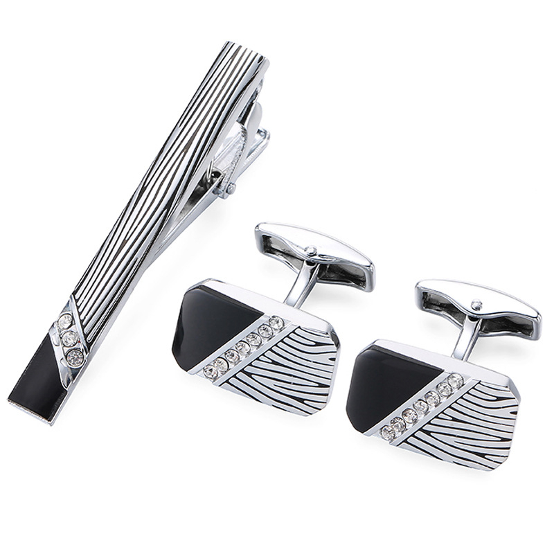 Apročių segtuko ir kaklaraiščių klipo rinkinys - Varis, Unisex, Geometrinis dizainas, Elektroplakavimas