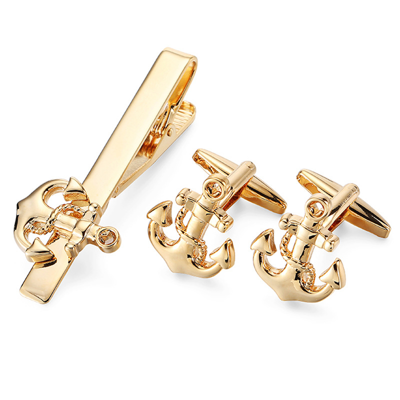 Apročių segtuko ir kaklaraiščių klipo rinkinys - Varis, Unisex, Geometrinis dizainas, Elektroplakavimas