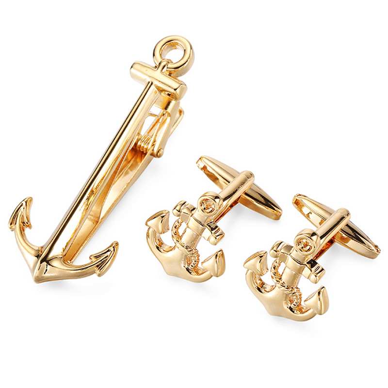 Apročių segtuko ir kaklaraiščių klipo rinkinys - Varis, Unisex, Geometrinis dizainas, Elektroplakavimas