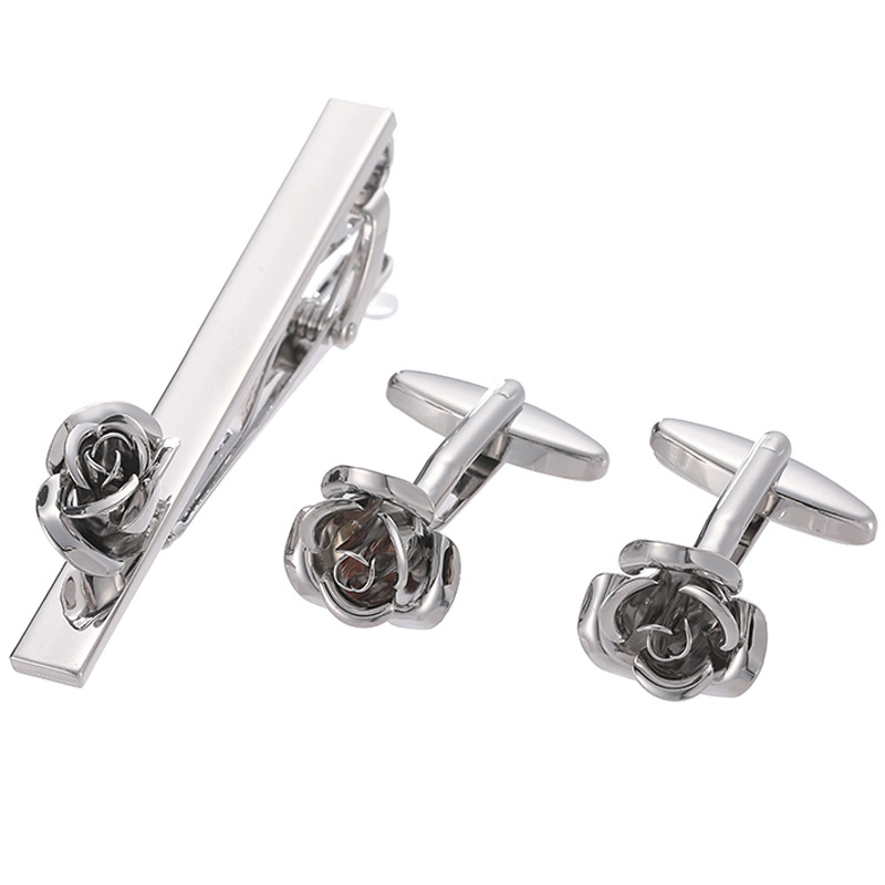 Apročių segtuko ir kaklaraiščių klipo rinkinys - Varis, Unisex, Geometrinis dizainas, Elektroplakavimas