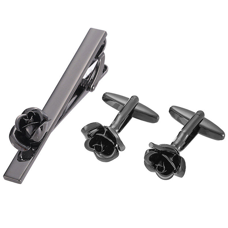 Apročių segtuko ir kaklaraiščių klipo rinkinys - Varis, Unisex, Geometrinis dizainas, Elektroplakavimas