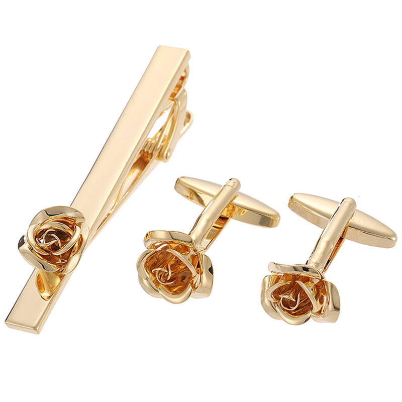 Apročių segtuko ir kaklaraiščių klipo rinkinys - Varis, Unisex, Geometrinis dizainas, Elektroplakavimas