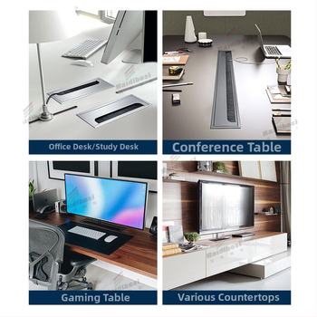 Haidi bos Hdbs kabelių dėžutė su šepetėliu skirta stalo kabelių tvarkymui - aliuminio lydinys, modernus minimalistinis dizainas